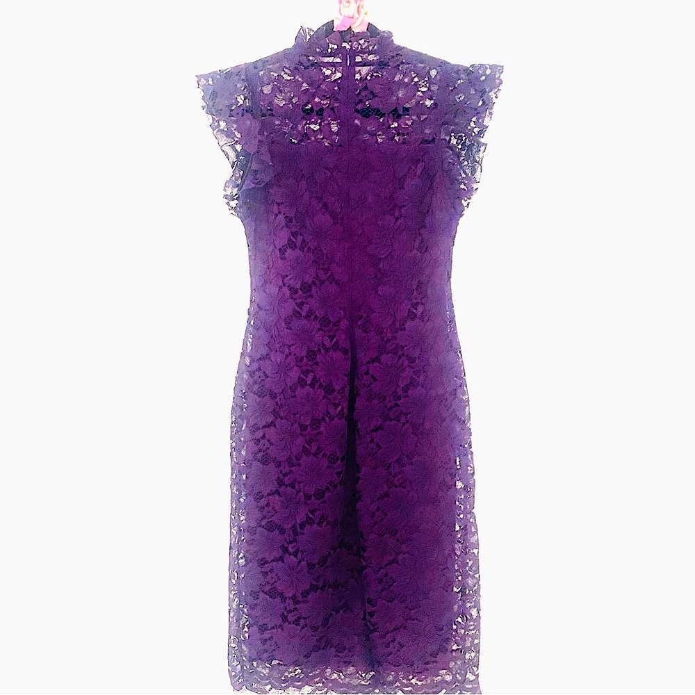 💕Pretty Plum Purple Lace Midi Dress SZ M